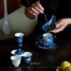Tetera de bambú azul pintada a mano, tetera de huevo de dragón, juego de té de cerámica de kung fu, taza aromática, taza de degustación, tetera para té individual