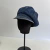 Otoño e invierno 2024 nuevo sombrero octagonal de mezclilla lavado retro para circunferencia de cabeza grande niños ala ancha para cubrir la cara gorra de vendedor de periódicos
