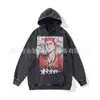 Moletom com Capuz Street Estilo Americano Vintage Estampado Distintivo Masculino e Feminino Primavera e Outono Novo Design Desgastado Lavado Suéter