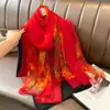 Nuevo Chal Bufanda de Protección Solar Primavera y Verano, Clásico Seda Artificial, Gasa Suave, Estilo Largo, Bufanda Chal de Moda y Versátil