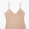 Comércio Exterior Atacado Moda Casual Europeia e Americana Verão 2026 Vestido Xadrez de Alça com Barra Irregular e Toque de Luxo