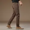 Pantalones Casuales Cómodos de Algodón Puro de Gama Alta para Hombre 2026 Forro Polar Otoño e Invierno Ajustados Rectos de Negocios Versátiles Largos