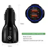 Cargador de coche dual USB luminoso QC3.0 cargador de coche de bolos 5V3.1A cargador rápido de coche para teléfono móvil