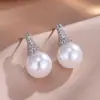 Pendientes de Botón Estilo Europeo Copo de Nieve Circonita Perla Pendiente Sin Níquel Pendiente de Circonita Estilo Coreano Novia Accesorios para Vestido de Boda Mujeres
