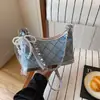 Bolso de Hombro de Moda Trendy para Mujer Primavera 2026, Bolso de Axila de Cadena de Pedrería de Alto Valor, Bolso Cruzado Texturizado para el Trabajo