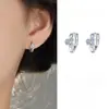 Aretes de Plata de Ley S925 Flor de Lirio Azul para Mujer 2025 Nuevos Pendientes de Nicho de Alta Gama Que No Necesitan Quitarse