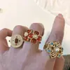 Anillo de Diamantes de Colores Perla Gota de Aceite Estilo Palacio para Mujer, Artesanía Pesada, Lujo Ligero, Temperamento Vintage, Anillo de Moda Único y Moderno