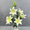 Decoración de Boda Mei Bao Arreglo Floral Artificial de Lirio de 6 Cabezas para Decoración de Mesa de Hogar y Hotel Flores Falsas