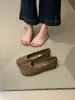 ¡Versión de piel de oveja! Zapatos de vestir de corte bajo con suela plana de 1 cm para mujer, 2026 primavera y otoño, nuevos mocasines slip-on de flocking