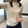 Camiseta tipo polo de manga corta de seda helada talla grande para mujer, verano, nueva, talla grande, hermana, cubre imperfecciones, adelgazante, temperamento, top