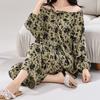 Pijama Feminino de Seda Estilo Grande Macio e Confortável Gola Corda de Renda Elegante Novo Manga Longa Calças Roupas de Casa