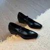 Versión de Piel de Oveja~Zapatos Mary Jane de Tacón Alto Grueso Estilo Hepburn Francés con Hebilla y Punta Cuadrada Baja para Mujer, Estilo Minimalista para el Trabajo