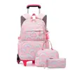 Mochilas de Rodinhas para Alunos do Ensino Fundamental para Meninas do 2º ao 6º Ano, Mochilas de Grande Capacidade para Alunos do Ensino Médio, Removível e de Pernas Altas