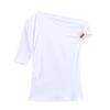 Atacado de Roupas Europeias e Americanas Transfronteiriças do Aliexpress Outono 2025 Novo Elegante Top Slim Plissado com Ombro Assimétrico 9 Cores