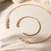 Elegante e Discreto Estilo Clássico Pulseira de Aço Inoxidável e Ouro 18K com Zircônia em Formato de Gota, Colar de Luxo Leve de Alta Qualidade, Joias Transfronteiriças para Mulheres
