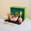 Traje Matcha Estilo Japonés Estilo Ins Cuadros Tazón de Matcha Caja de Regalo Cerámica Transfronterizo Juego de Té para Té Japonés