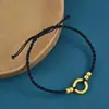 Pulsera de Cuerda Roja con Hebilla de Seguridad de Oro Arena Estilo Igual de la Familia Zhou para Hombres y Mujeres Cuerda Tejida a Mano de Pareja Joyería de Regalo para Enamorados