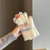 Guantes de Invierno Tejidos para Mujer con Dedos, Compatibles con Pantalla Táctil, Forrados de Felpa, Engrosados, a Prueba de Frío y Cálidos para Ciclismo
