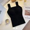 Colete Quente de Lã de Cordeiro Outono Inverno Feminino com Bojo no Peito Roupas Externas Longas Curtas Colete Espessado com Forro de Lã Camiseta de Base