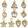 Accesorios para joyería DIY con colgantes: Colgantes de aleación con forma de pentagrama, lágrima, corazón y flor de ciruelo para collares y pendientes
