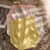 Calcinha feminina de cintura alta, com efeito 3D de levantamento de quadril, cor sólida, brilhante, em estoque, cor Morandi, sem costura, com efeito de contração abdominal, para quadril, atacado