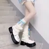 Cubrepiés de punto trenzado blanco con pompón para otoño e invierno para mujer, calentadores de piernas estilo JK lindos japoneses, calcetines de felpa rosa con lazo Lolita