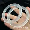 Pulsera de Jade Espuma de Agua Helada de Alta Calidad, Pulsera de Jade Tipo Roca de Cuarzo Luna Blanca, Pulsera de Jade Redonda Blanca Transparente como el Hielo para Mujer