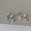 Aretes de Perla y Circonita para Mujer, Sencillos y Elegantes, Adecuados para el Trabajo, Estilosos y de Moda, Aretes Versátiles