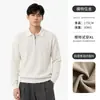 Suéter Polo Masculino Meio Zíper Estilo Old Money Outono Cor Sólida Gola Lapela Solto Longa Manga Malha Top Masculino