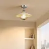 Lámpara de Techo para Pasillo de Crema Francesa, Estilo Mid-Century Bauhaus para Cocina y Baño, Pasillo de Entrada, Lámparas Creativas de Vidrio