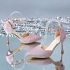 Zapatos de Tacón de Aguja Temperamento Diosa Estilo Ventilador para Mujer Champagne Tacones Altos Diseño de Mujer Nicho 2024 Nuevo