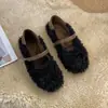 Zapatos estilo Mary Jane con forro de felpa, colección otoño/invierno 2026, suaves, de una sola tira, planos, zapatos peludos para mujer, adecuados para usar al aire libre