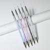 Venta al por mayor de pinceles de uñas japoneses nuevos transfronterizos con punta de doble punta, bolígrafo de fototerapia pintado con cristal de diamante, 5 piezas, adecuado para varilla de diamante