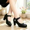Zapatos de vestir de estilo maduro con suela gruesa para ir al trabajo, punta redonda, hebilla, tacón grueso estable, zapatos Mary Jane para reuniones diarias de mujeres de mediana edad