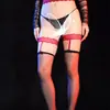 Calcetines altos de encaje con aceite de caballo, con lazo y borde de encaje, medias de seda con borde rojo, calcetines altos de liga para muslo, calcetines altos sexys