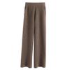 Eer Otoño e Invierno Imitación Lana Tejido Suelto Recto Pantalones Mujer Cachemira Pierna Ancha con Bolsillo