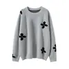 Suéter de Tricô Simples Floral Consinee 100% Caxemira Pura para Mulheres, Malha Lisa Engrossada, Suéter Básico de Gola Redonda Intársia