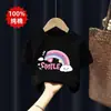 2026 Novo Estilo de Verão Roupas Infantis Soltas e Estilosas para Meninas Tops de Algodão Puro Manga Curta Camisetas Finas para Meninas de Meia-Idade e Mais Velhas