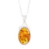 Colgante de Plata de Ley S925 con Granate y Ámbar Natural, Collar Flor Fantasma Amazónica Estilo Europeo y Americano, Cadena para Clavícula