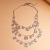 Collar con Colgante de Disco Plegado con Borlas Transfronterizo Europeo y Americano, Cadena para Clavícula de Lujo Ligero de Nicho, Collar Estilo Vacaciones Bohemio