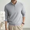 Sudadera de mezcla de lana y seda de 300 g para hombre, nueva colección otoño/invierno 2026, media cremallera, cuello alto, sudadera casual de capa base