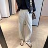 Pantalones de Lino Tencel de Pierna Ancha Estilo Old Money Retro Moda para Mujer, Pantalones Casuales Adelgazantes 25 Primavera/Verano X0317K