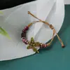 Jingdezhen Navidad Cerámica Cuerda Trenzada Pulsera Animales de Dibujos Animados Cuerda de Mano Joyería al por Mayor para Atracciones Turísticas Nicho Lujo Ligero