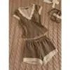 Pijama Retro Estilo Coreano con Estampado de Leopardo y Tirantes Finos para Mujer 2026 Verano Nuevo Talla Grande Pantalones Cortos Sueltos Conjunto para el Hogar