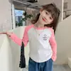 Camiseta Básica de Cuello Redondo para Niñas Moda Primavera y Otoño 2026 Manga Larga Popular para Niños y Bebés con Dobladillo Curvo