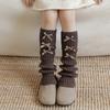 Botas e Meias de Algodão para Meninas com Laço Listras Verticais e Pilhas de Meias para Outono e Inverno Polainas de Tricô Coreanas Estilo Ballet para Meninas