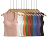 Regata Sexy de Alça Fina Estilo Europeu e Americano em Onze Cores, Verão com Decote Quadrado, Expondo a Clavícula, com Bojos, Adequada para Usar Fora, Camiseta Longa Fitness