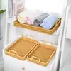 Cesta Tejida de Mimbre Sintético para Frutas y Sándwiches, Cesta para Pan Estilo Japonés, Cesta para Panecillos al Vapor, Cesta de Almacenamiento para el Hogar en la Sala de Estar, Bandeja de Mimbre con Doble Asa