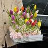 Caixa de flores tulipa Shangjin, caixa quadrada de acrílico transparente, caixa de embalagem para flores, caixa de arranjo de flores, caixa de flores para celebrantes cibernéticos faça você mesmo