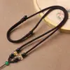 Colar com Cordão de Contas Transparentes dos Doze Signos do Zodíaco Pingente Tecido à Mão Cordão de Pendurar Alça de Pescoço Ajustável para Homens e Mulheres